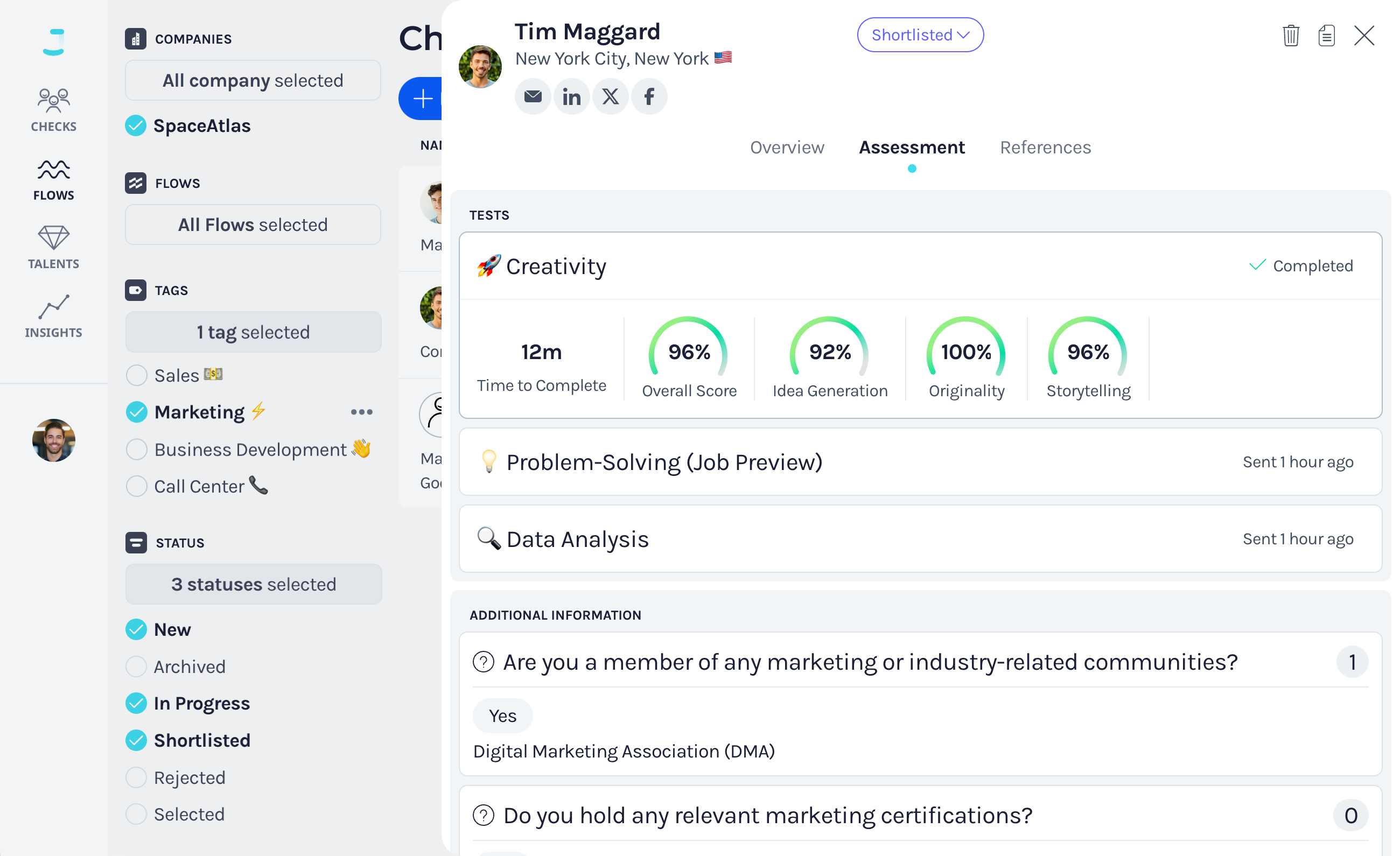 Skills-based candidate evaluation software