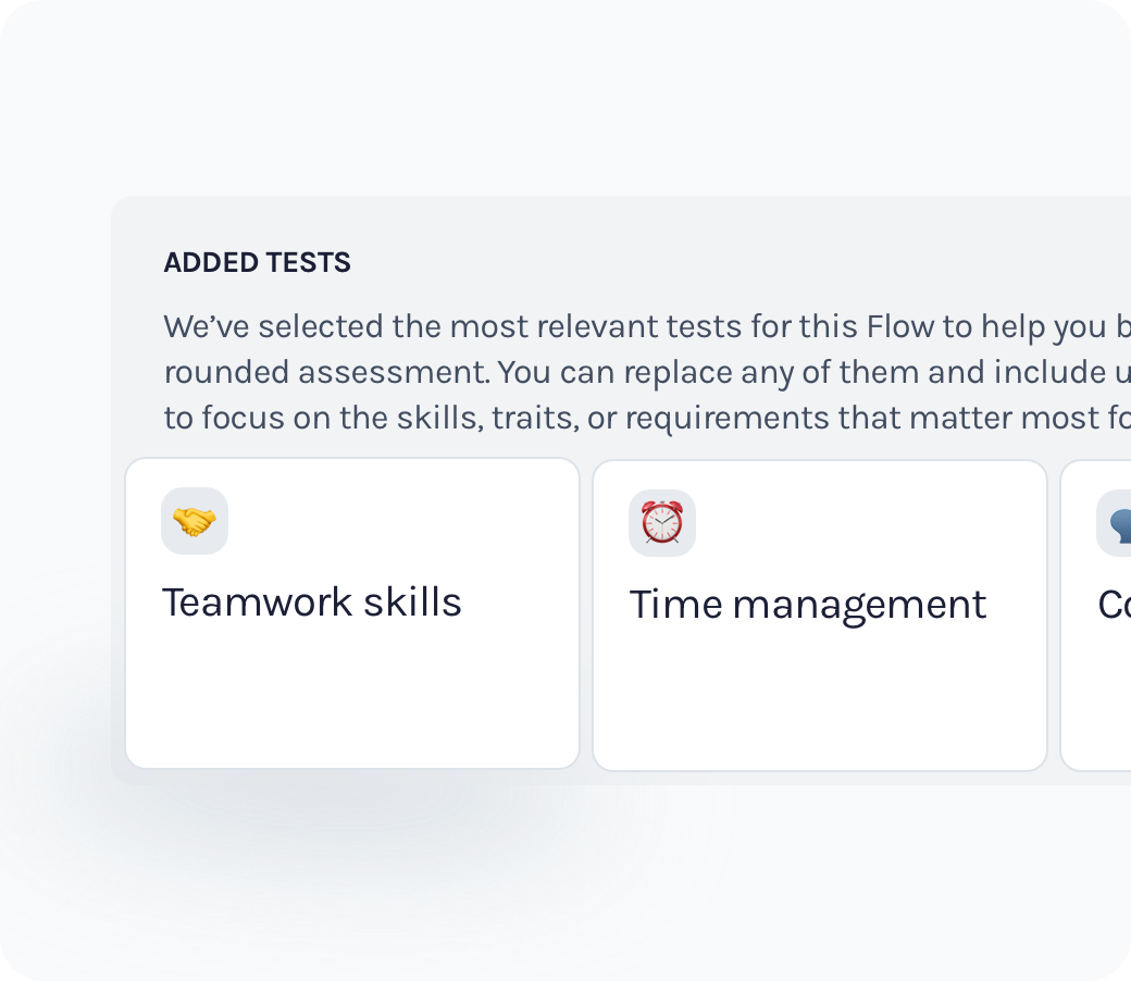 Suggested skill tests