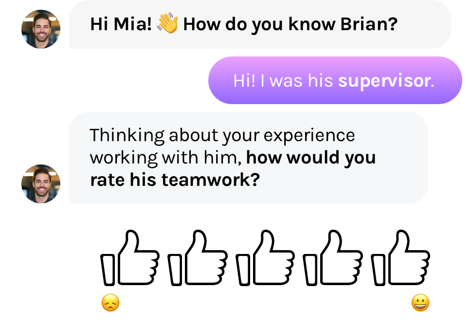 Conduct reference check in a chat format
